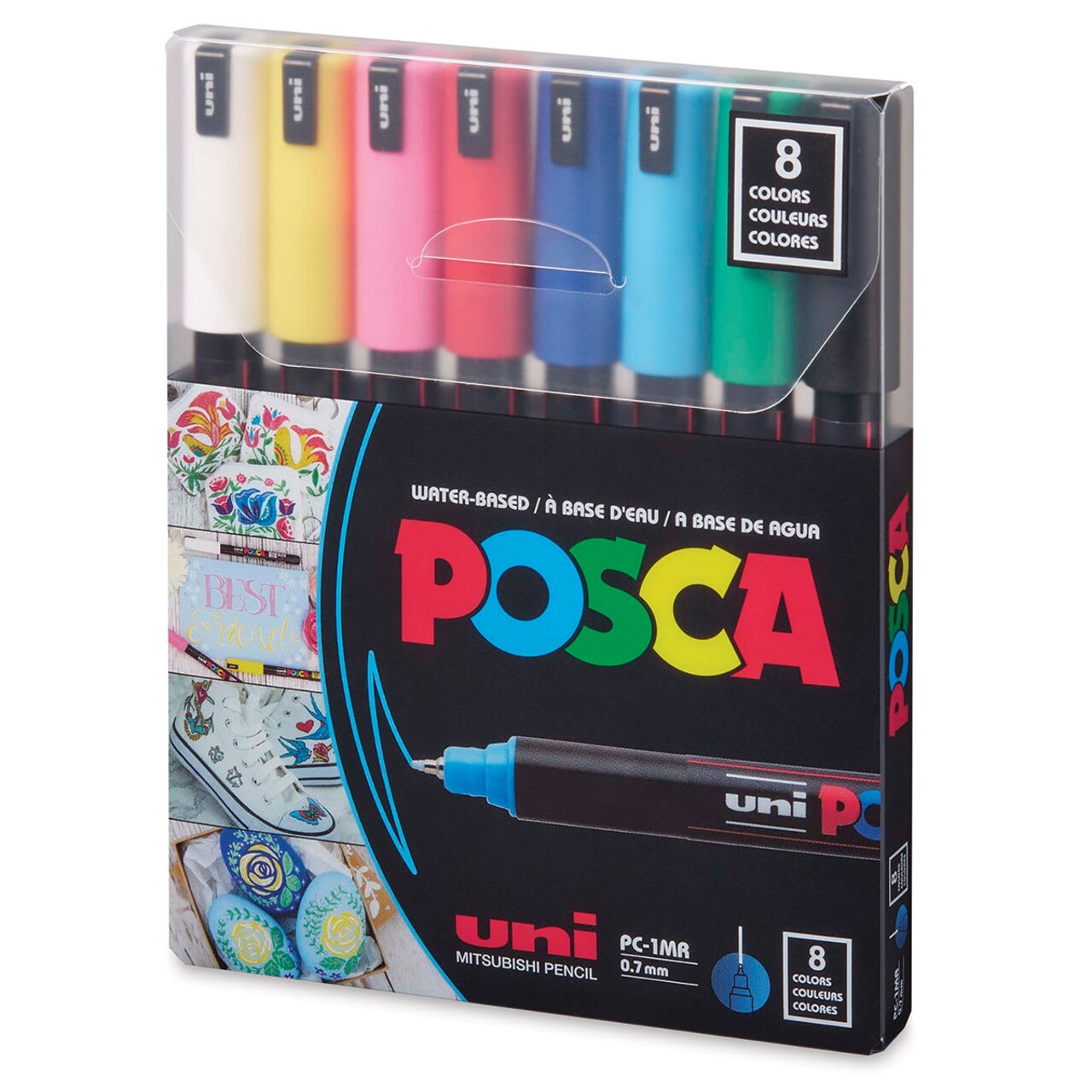 Posca Paint Markers - Set of 8, Assorted Colors, X Fine Tip, 0.7 mm